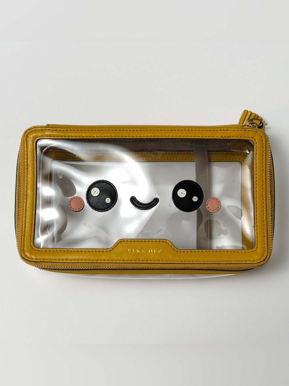 Anya Hindmarch Pikachu Mustard Yellow Clear Cosmetic/Travel Bag - Pre-owned